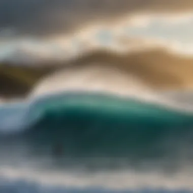 A breathtaking view of a famous big wave surfing location, capturing its grandeur