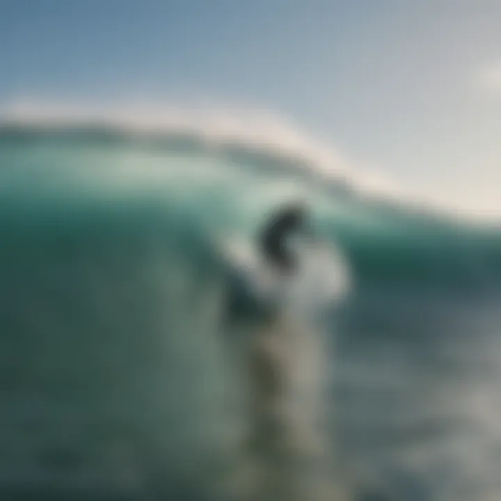 A surfer executing a high-performance maneuver on a wave