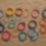 Colorful braided surfer bracelets displayed on a beach