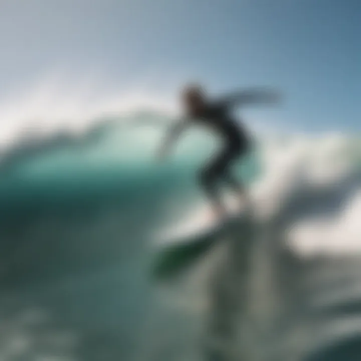 A surfer riding a powerful swell, showcasing optimal technique