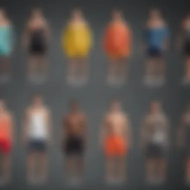 Boardshort Sizes and Fits Comparison A comparison chart displaying various boardshort sizes and fits for different body types