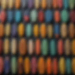 A colorful array of surf wax combs designed for different surfboard types