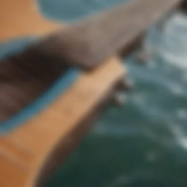 Close-up of guitar strings being played in a vibrant coastal setting