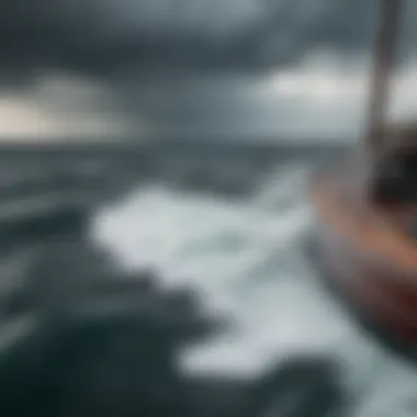 Facing the Elements on the Open Sea Stormy weather conditions at sea, illustrating potential challenges