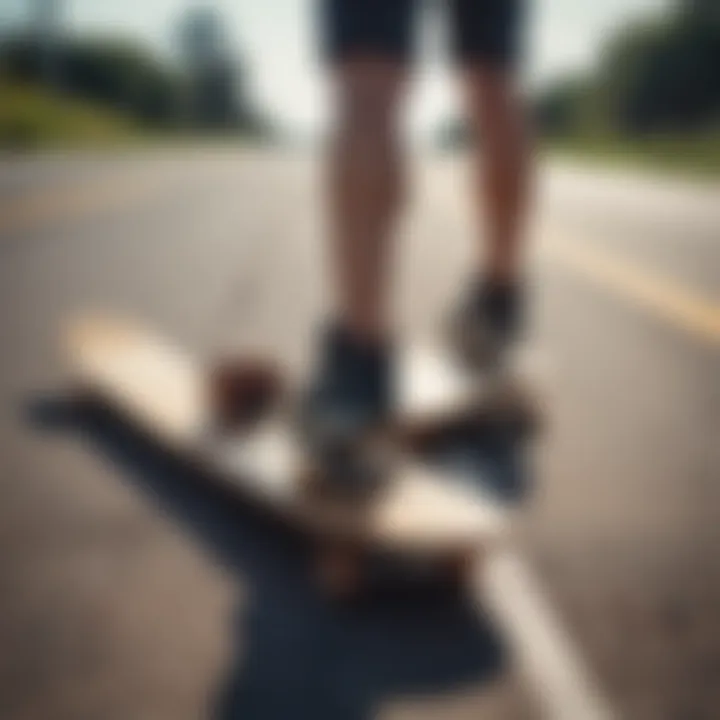 Safety gear displayed with longboard background