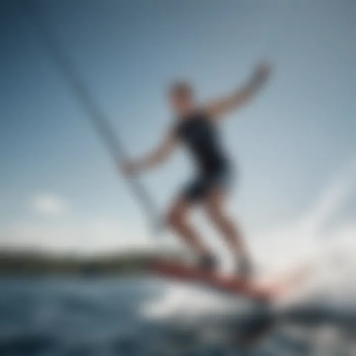 An athlete using a lift foil in a dynamic water sports setting