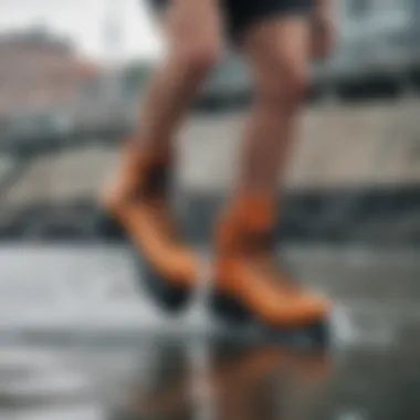 Split toe booties in action during a watersport activity.