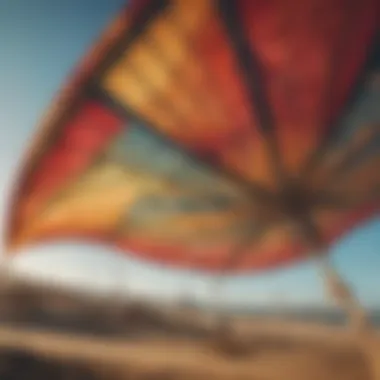 A close-up view of the intricate design of a large kite