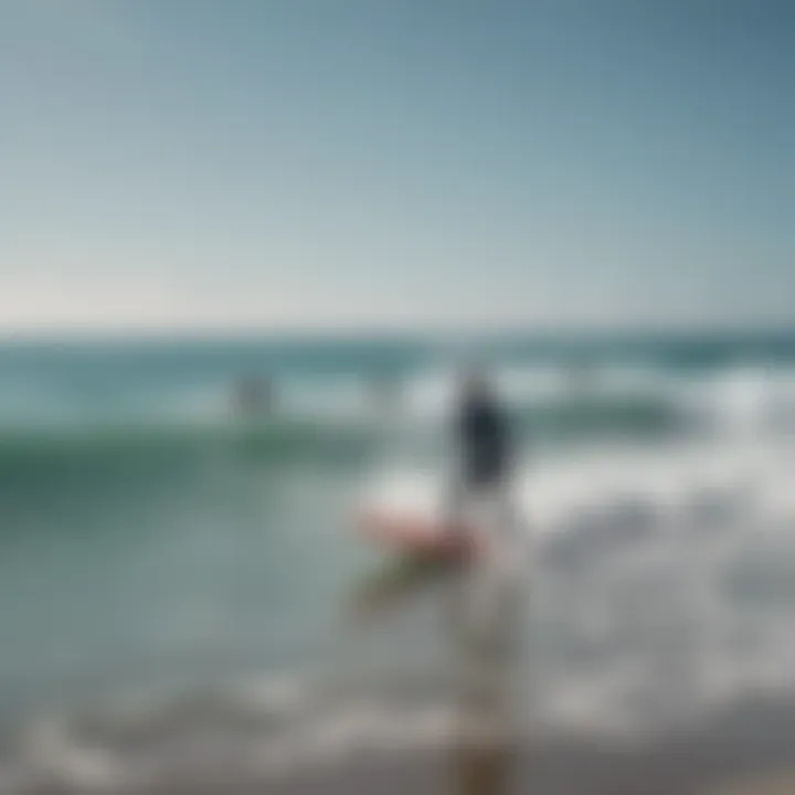 Surfers utilizing surf radar technology on the beach