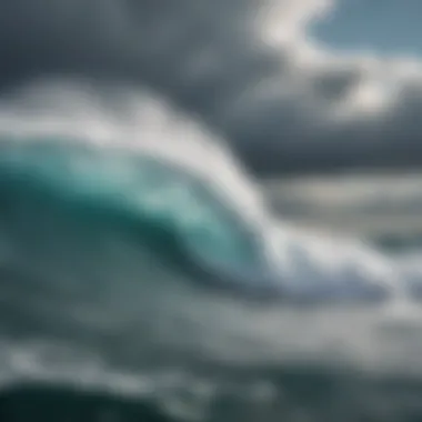 Wind patterns affecting ocean surface and wave formation