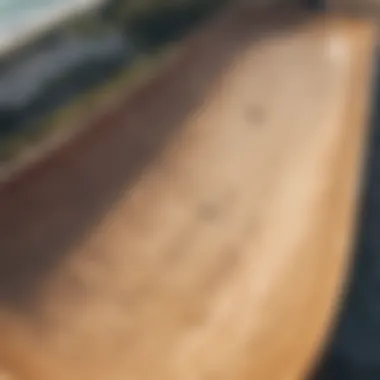 Aerial Perspective of Watersports Half Pipe Aerial view of a wooden half pipe designed for watersports