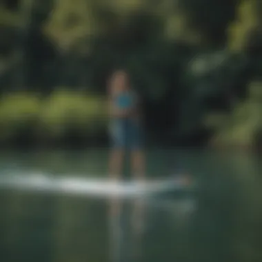 Paddleboard in action with a motor on the water