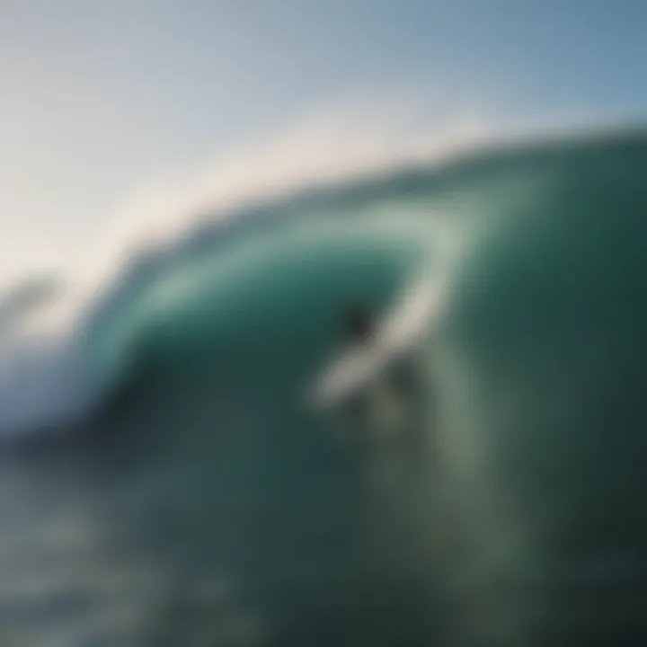 Surfers riding a wave during optimal swell conditions