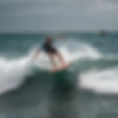 Surfer riding a wave on a Wavestorm board