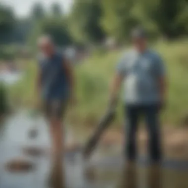 A community clean-up event at a riverside