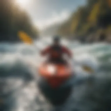 Kayaker tackling rough waters