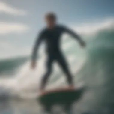 A surfer in action with appropriate wetsuit thickness