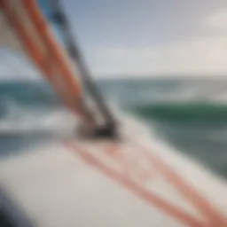 A close-up view of a well-maintained windsurfing board showcasing its sleek design.