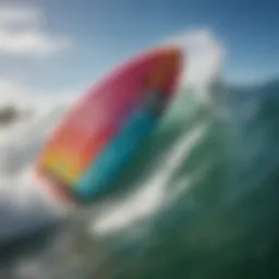 Close-up of a wake surfboard with vibrant colors