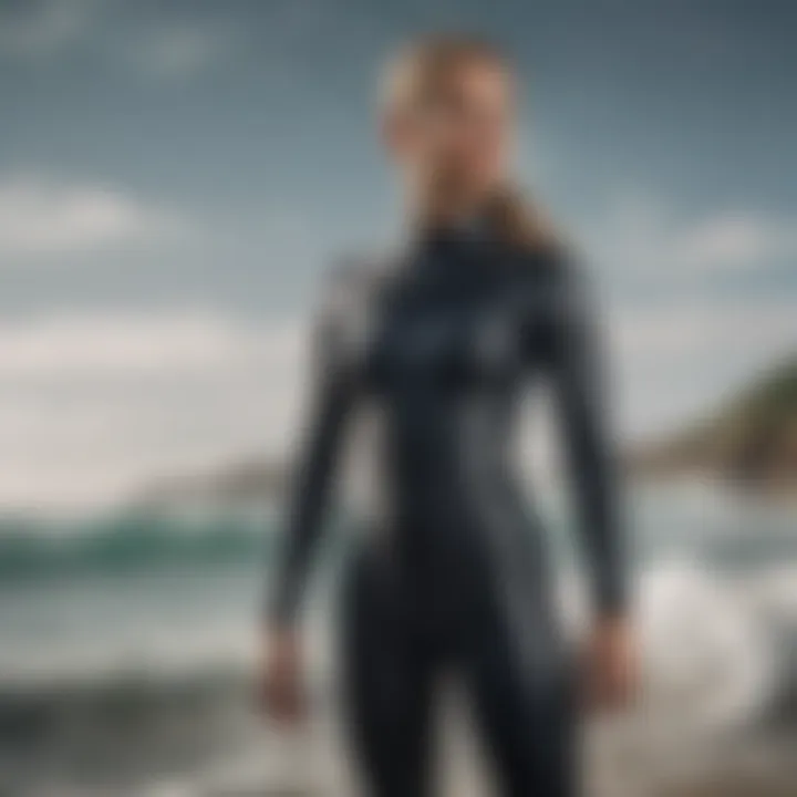 Illustration of a female athlete wearing a wetsuit, demonstrating proper fit