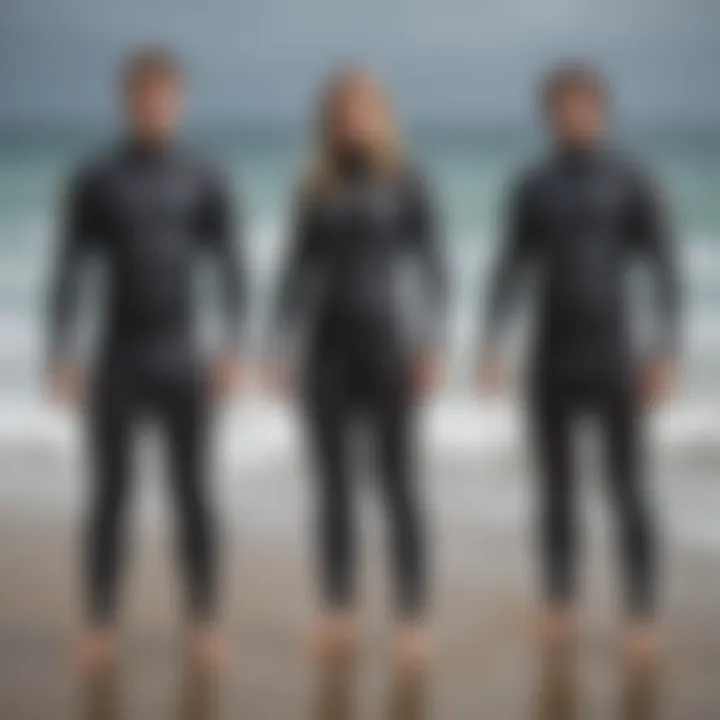 Comparison chart of wetsuit sizes across different brands