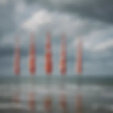 Windsocks Demonstrating Wind Direction Windsocks positioned at various angles indicating wind direction