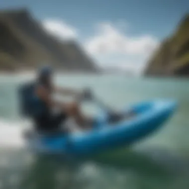 Watersport Enthusiasts in Action with Yeti Reef Blue Action shot of watersport enthusiasts using Yeti Reef Blue equipment